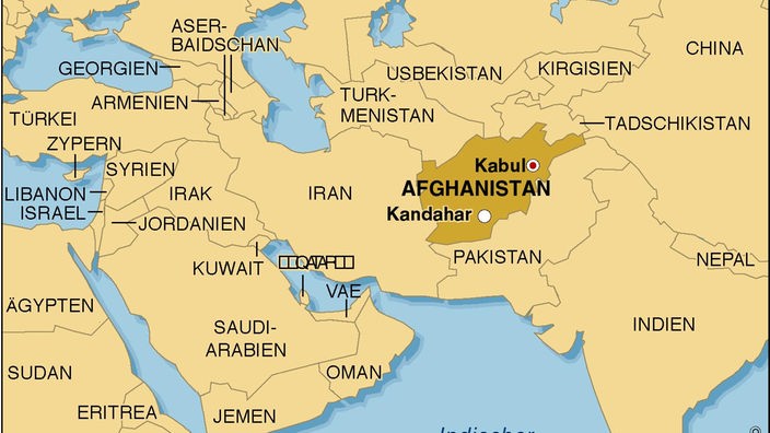 Karte mit Afghanistan und angrenzenden Staaten